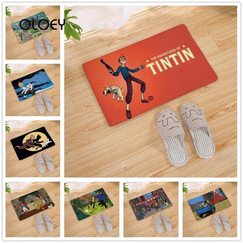 40 * 60cm Cartoon Tintin Adventure Car Goose Down Non-slip Carpet Kitchen Living Room Floor Mat Home Bedroom Decorative Cushion | Дом и сад