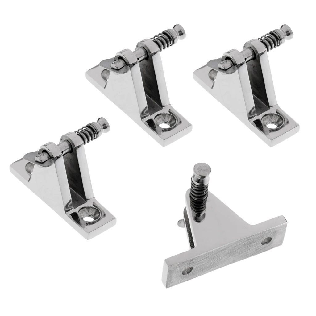 4x Stainless 316 Boat Deck Hinge Bimini Top Fittings W/ Quick Release Pin