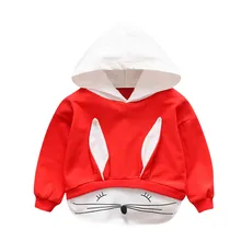 SAGACE топы для девочек; толстовка с капюшоном; топы для маленьких мальчиков и девочек; детская блузка с длинными рукавами и заячьими ушками; детская футболка