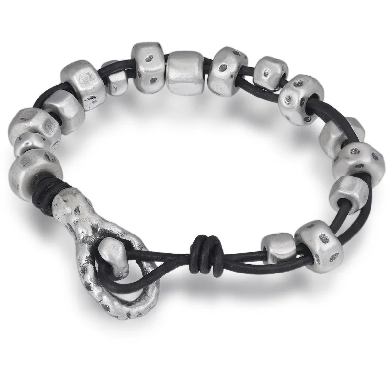 Настоящий Браслет из чистого серебра 999 пробы, простой тренд, Жесткий Серебряный кожаный браслет для мужчин и женщин, ретро серебряные ювелирные изделия