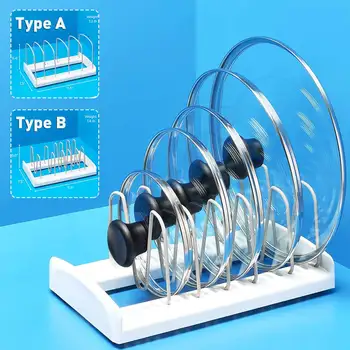 

Stainless Steel Adjustable Pot Lid Rack Pan Cutting Board Holder Stand Kitchen Organizer Dual Racks Chopping Board Shelf
