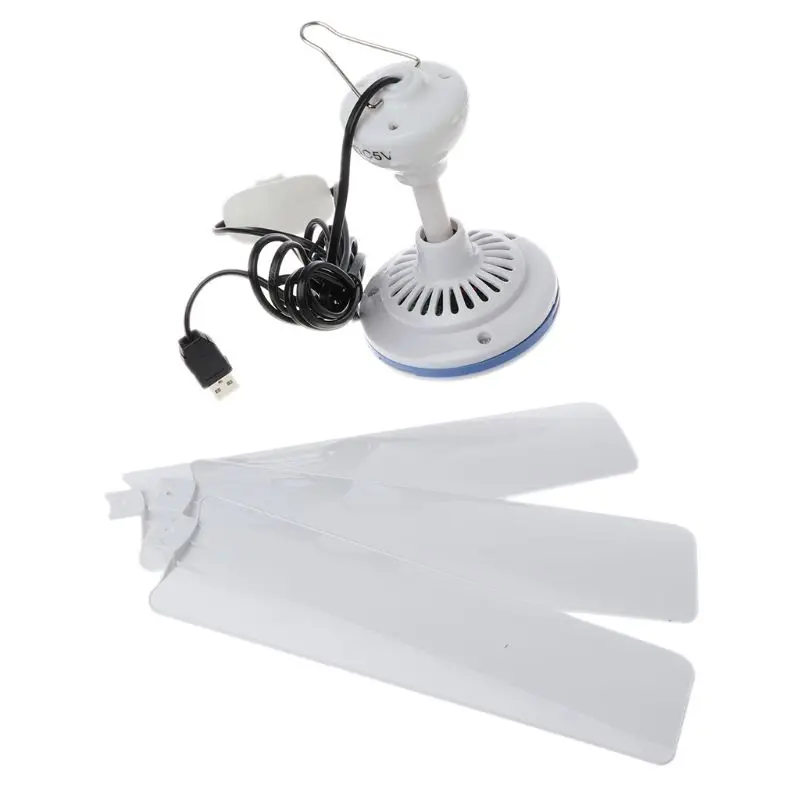  New DC 5V Ceiling Fan Air Cooler Portable USB Fans for Bed Camping Outdoor Mini Hanging Camper Tent