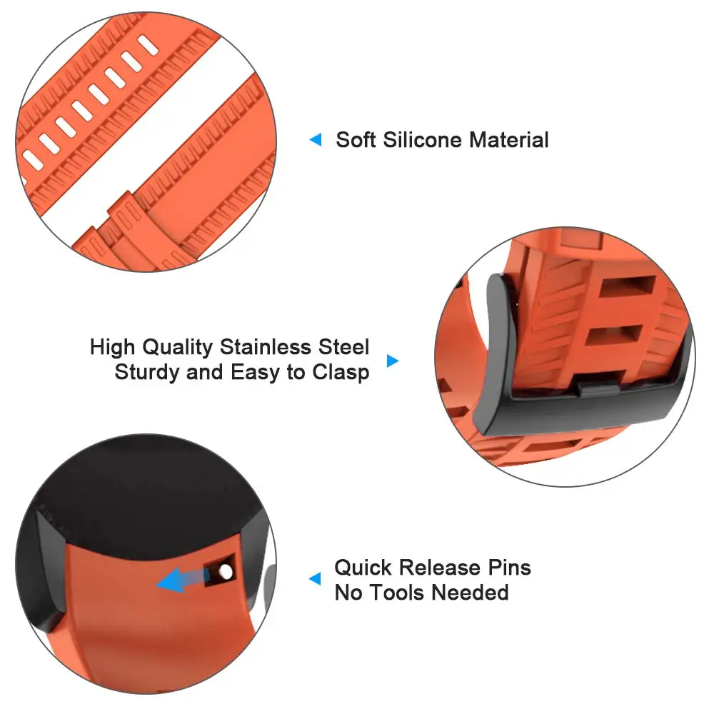 Durable Soft Silicone Outdoor Sport Watch Band Strap, 24mm,