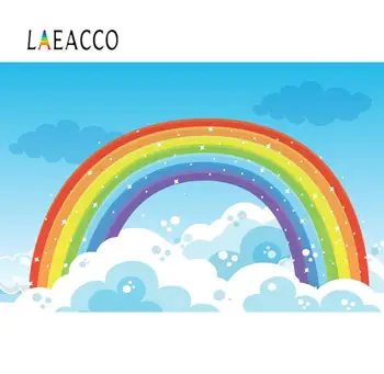 

Laeacco Cartoon Rainbow Cloudy Shiny Star Baby Shower Birthday Party Poster Photography Backdrops Photo Backgrounds Photo Studio