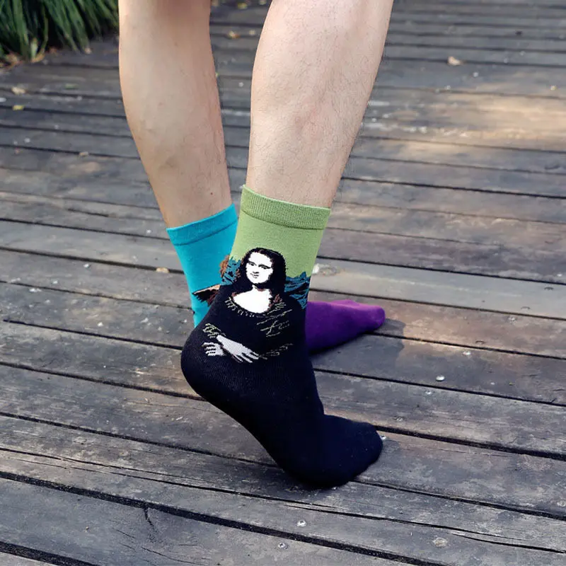 3D модные винтажные Ретро Живопись Искусство Новые забавные носки для мужчин и женщин абстрактная живопись маслом искусство Дизайн Живопись носки