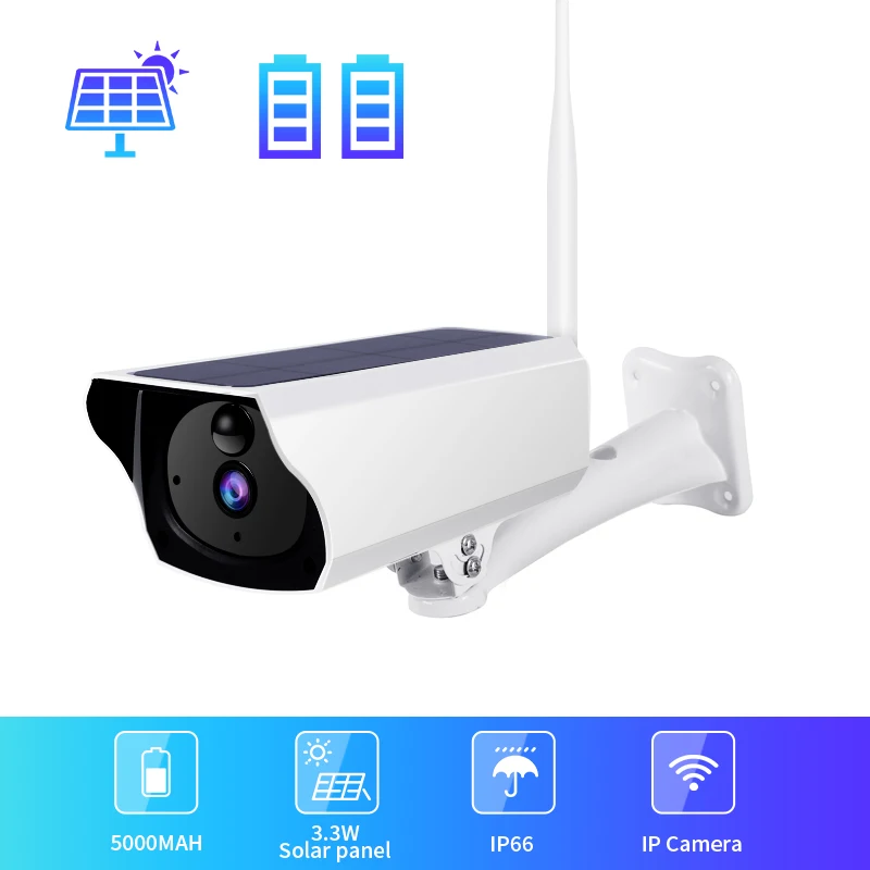 

Ip camera WiFi Surveillance mini Camera with Solar Panel Power Charging Rechargeable Battery for Outdoor Indoor Security