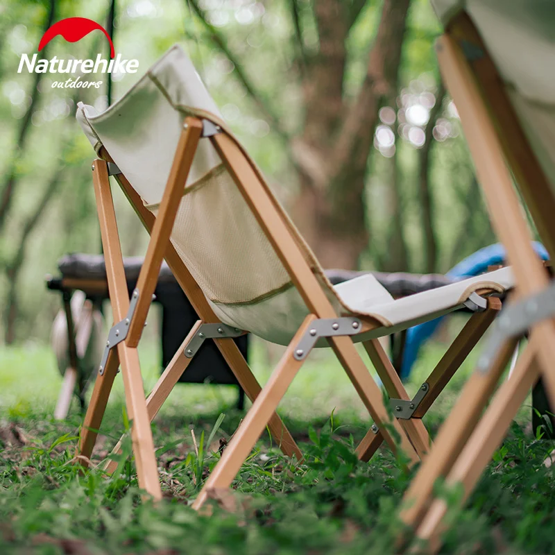  Naturehike Folding Camping Chair Wooden Ultra-light Portable Oxford Cloth for Outdoor Travel Fishin