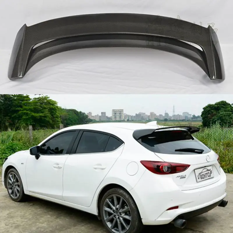 

Real Carbon Fiber / FRP sports Car rear Roof double dual Spoiler Wing For Mazda 3 AXELA Hatchback 2014 2015 2016 2017
