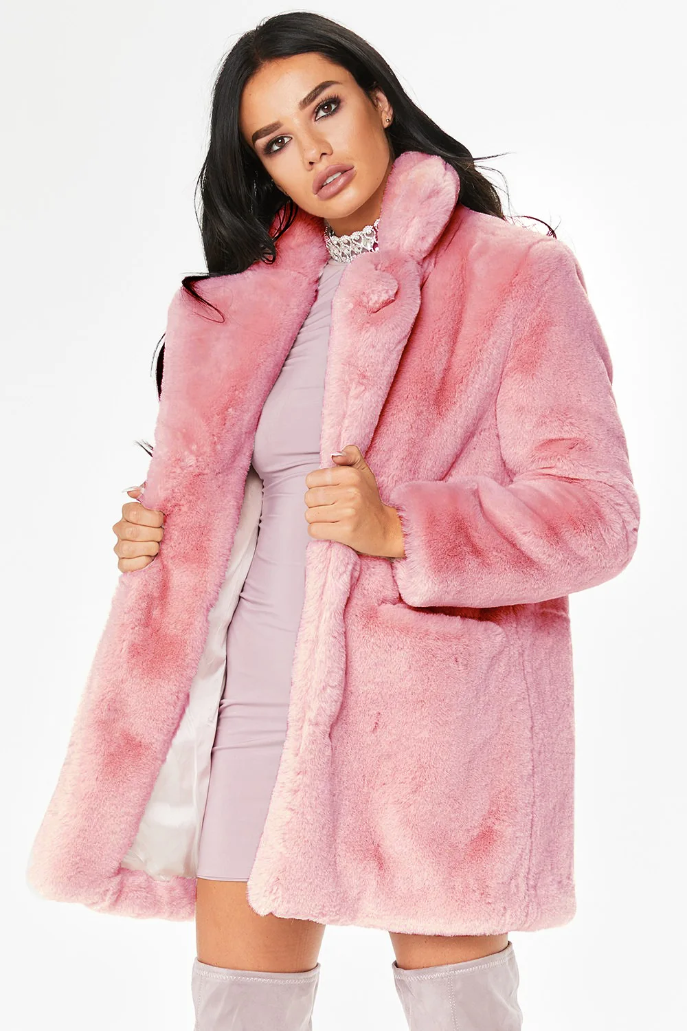 Женское зимнее пальто размера плюс, розовый плюшевый мишка, искусственный мех, пушистое пальто, длинное пальто из искусственного меха, плотное, больше размера, пушистое длинное плюшевое пальто - Цвет: Pink