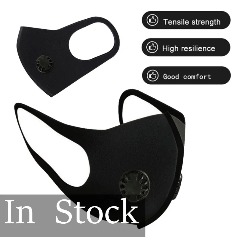

In Stock Black Masks Carbon Filter Air Purifying Mask Double Valve Mouth Individual Protective Masks PM2.5 Anti-fog Masks