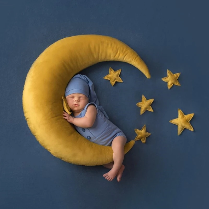 newborn photoshoot near me Newborn Photography Props Baby Posing Moon Stars Pillow Square Crescent Pillow Kit Infants Photo Shooting Fotografi Accessories maternity newborn photography