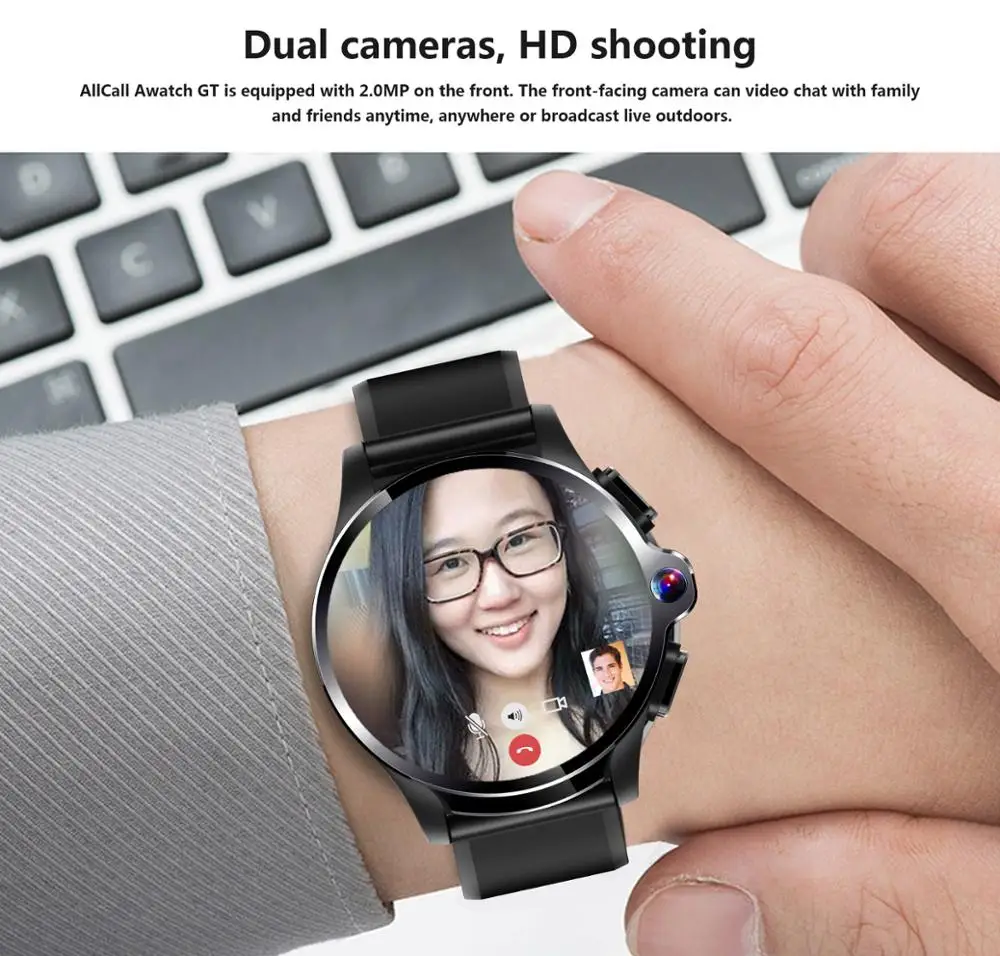 AllCall Awatch GT Face Unlock SmartWatch 4G 3G+32G
