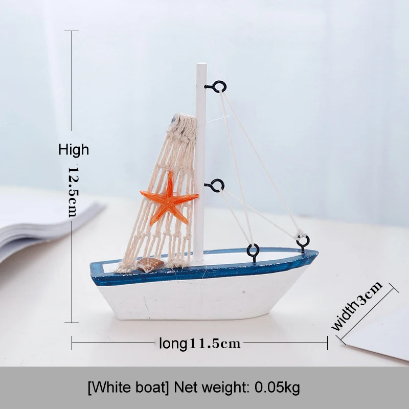 white boat Горячая распродажа! Морской мореходный креативный режим парусника декор комнаты фигурки миниатюры Средиземноморский стиль корабль маленькая лодка украшения - Color: white boat