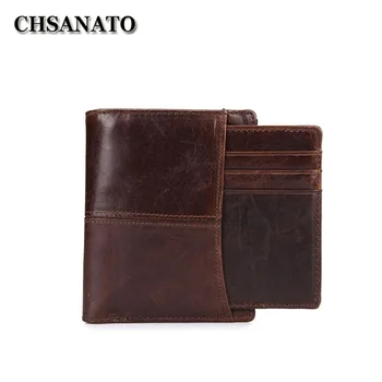 

CHSANATO Vintage Cowhide Men Wallet Genuine Leather Business Removable Card Holders Man Short Wallets And Purses SIM Card Slot