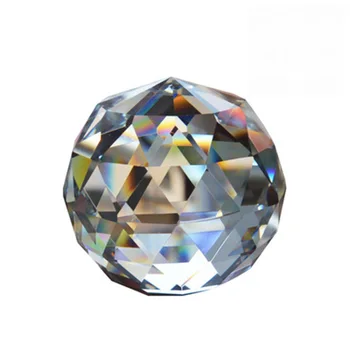 

Transparent Glass Ball Ornament Crystal Solid Faceted Ball Home Decor Lamp Pendant Accessories 5 Sizes
