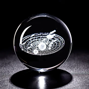 

Crystal Ball Paperweight 3D Laser Engraved Solar System Glass Miniature Planets Model Sphere Global Home Decor Figurine Gifts