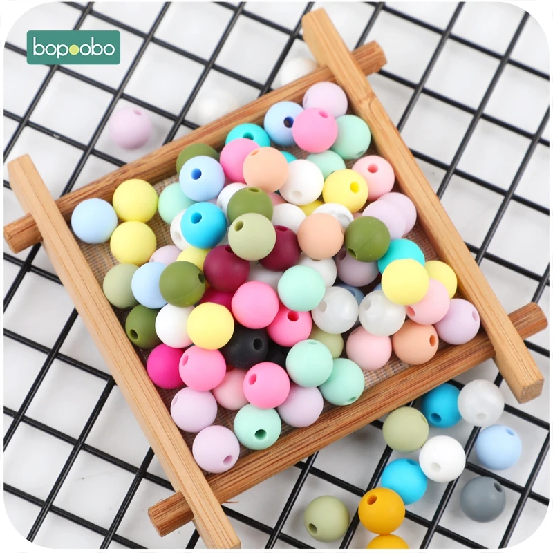Bopoobo 30pc Silicone Beads 9mm Silicone Baby Teething Products Chews Pacifier Chain Clips Tiny Rodent Beads Baby Teethers Toys