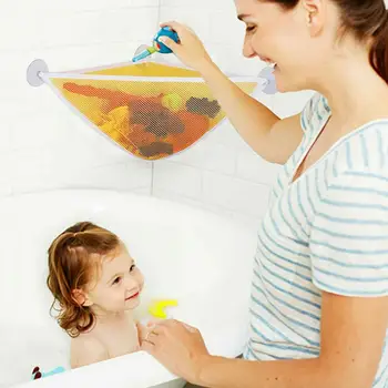 

1Pc Bath Toys Mesh Corner Storage Bag Baby Shower Children Bathroom Hanging Organizer Plastic Net Bag Toys Drain Suction Cu W0G9