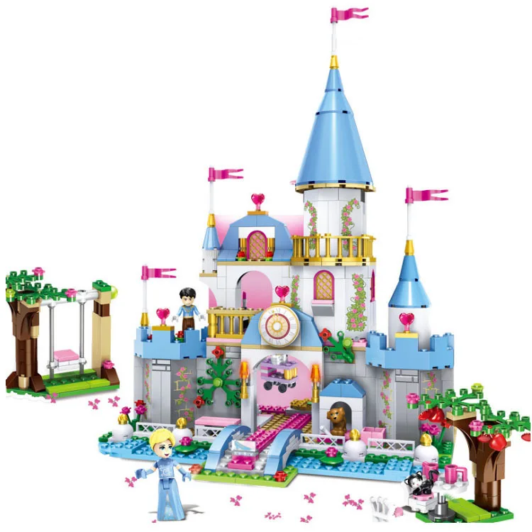 

2019 Girl Friends Fairy Princess Cinderella's Romantic Castle Doll Model Building Blocks Bricks Enlightenment Kids Toys Gift