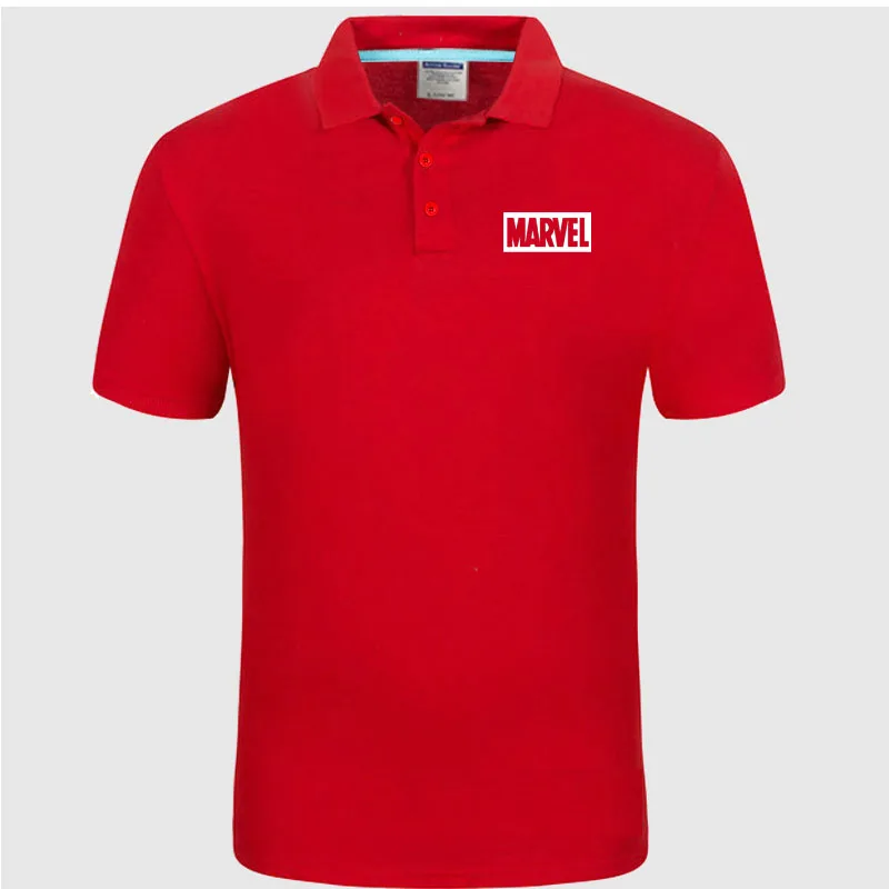 New Man Polo Shirt Mens Casual Marvel Cotton Polo shirt Men Short Sleeve High Quantity polo men - Цвет: Красный