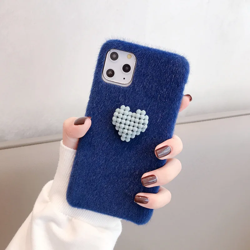 Матовый плюшевый чехол для iPhone 11 11 Pro Max, Мягкий Силиконовый противоударный чехол для iPhone 11 X XR XS MAX 7 8 6 6S Plus, оболочка - Цвет: Blue
