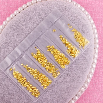 

New 6 Grid/Pack DIY Mixed Nail Art Metal Frame Hollow Gold Silver Rivet Decorations Triangle Shell Nail Studs Slider Manicure