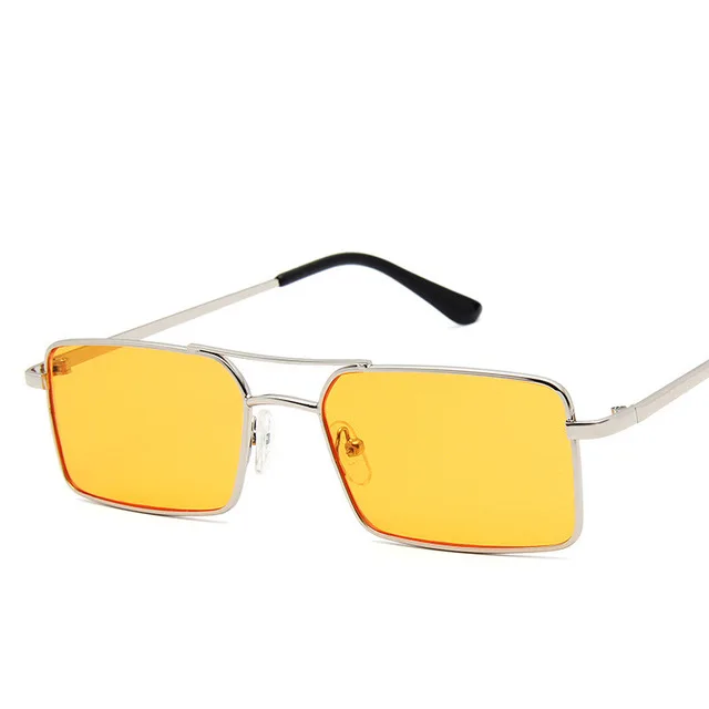 Классические квадратные солнцезащитные очки для женщин, фирменный дизайн, сплав, оттенки, солнцезащитные очки для женщин, Ретро стиль, хип-хоп стиль, женские солнцезащитные очки, Modis Oculos - Цвет линз: Dark Yellow