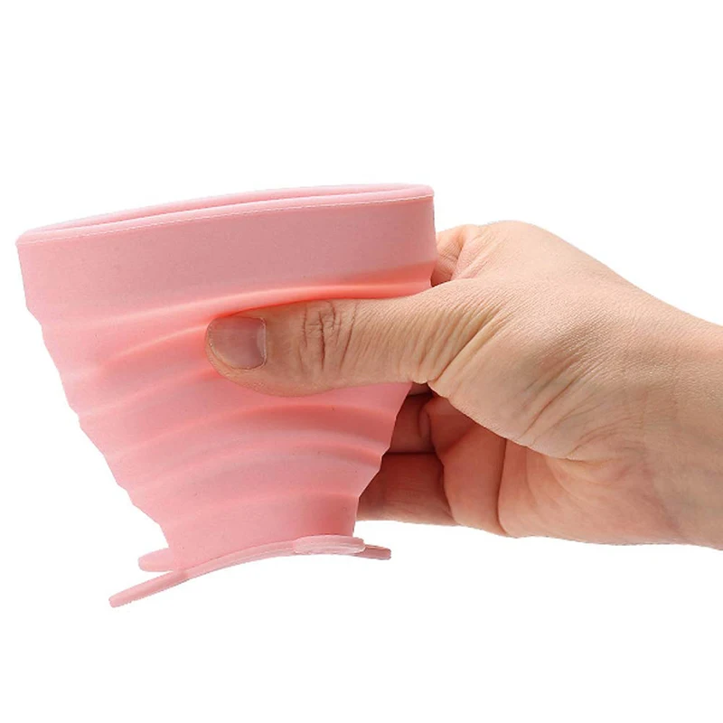 250ML Cartoon Silicone Collapsible Travel Cup Folding Outdoor Camping Cups With Lids Drinking Mug Milk Coffee Cup Tableware