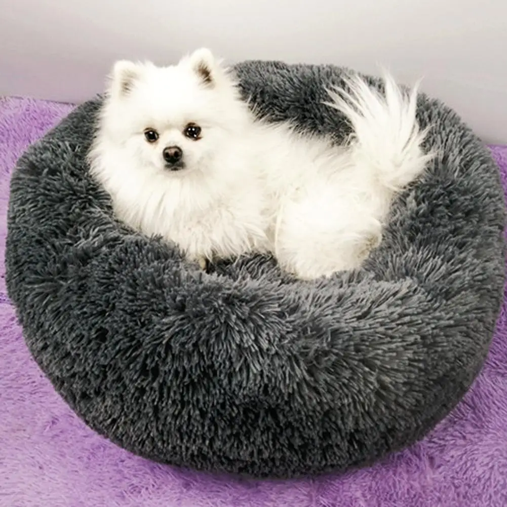 Pet House Round Dog Bed Nest Winter Warm Soft Long Plush Comfortable Dog Kennel Cat House Super Soft Cotton Mats Sofa Pet Bed