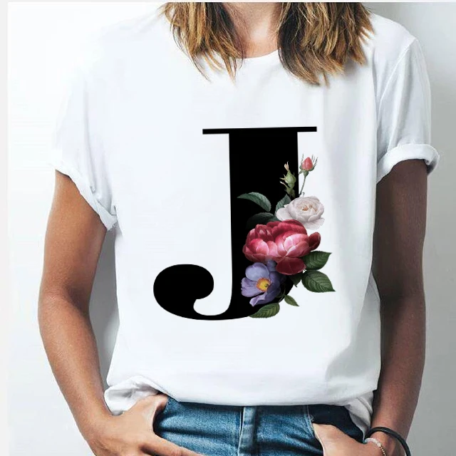 26 Alphabet Letter T Shirt Men Summer Mens Womens Fashion Cotton T-shirt Kids Hip Hop Tops Tees Boy Graphic Girl Floral Camiseta t shirt palm angels