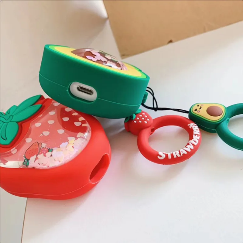 Силиконовый чехол для Apple Airpods с милыми объемными рисунками фруктов из мультфильмов, Bluetooth, Защитные чехлы для наушников Air pods, 2 коробки