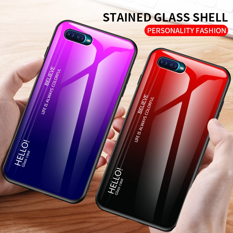 Роскошный чехол из закаленного стекла с градиентом для OPPO Reno 3 Pro мягкие ТПУ
