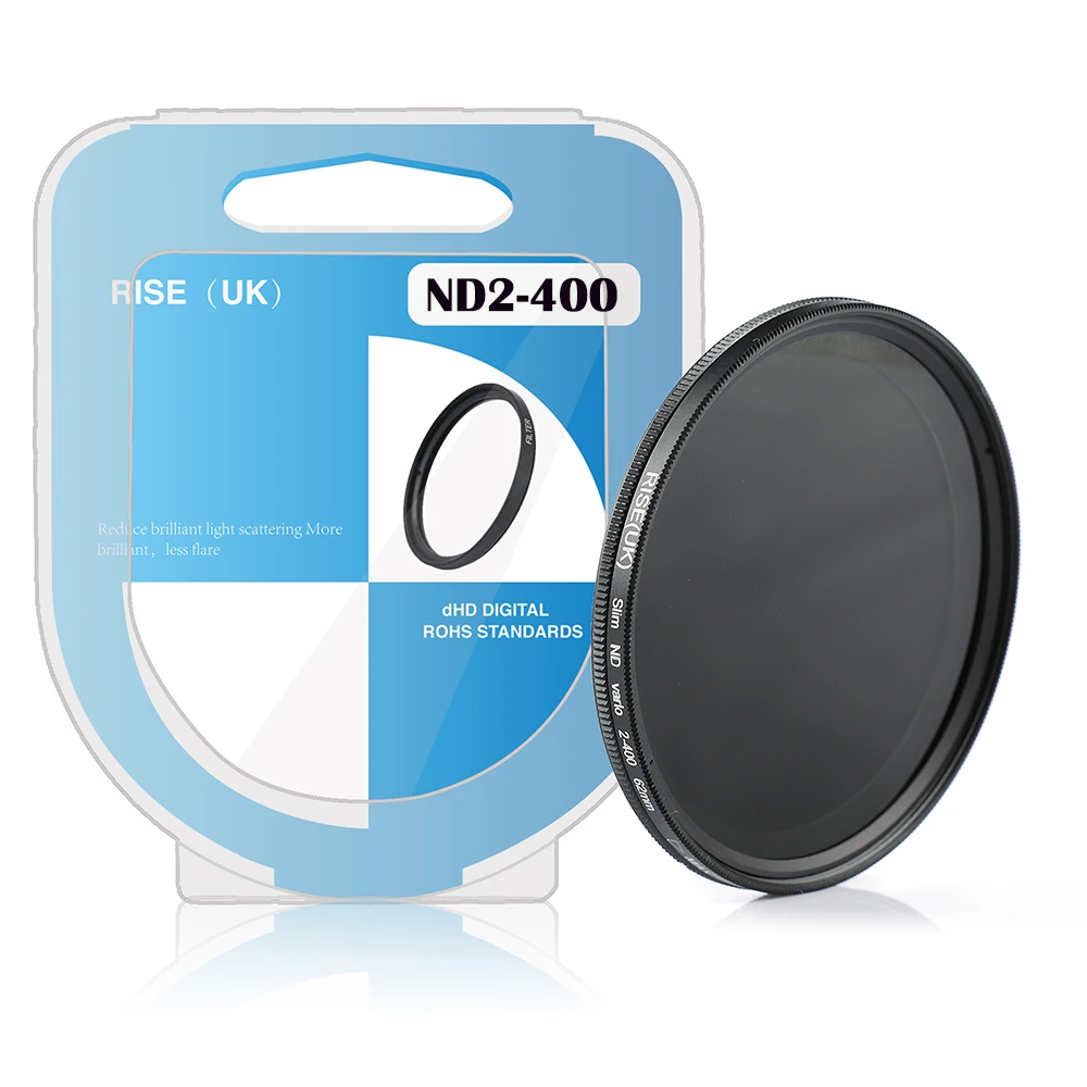 

RISE(UK) Glass Slim ND2-400 Neutral Density Fader Variable ND filter Adjustable 49/52/55/58/62/67/72/77/82mm
