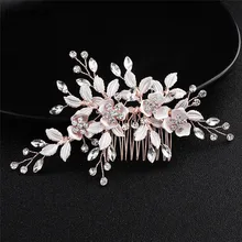 Trendy Elegant Rose Gold/Silver Alloy Bridal Comb/hair Pin Imitation Flpwer and Rhinestone Bridal Accessories for Wedding/Party