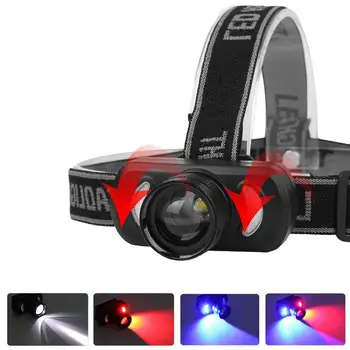 

2 In 1 High Bright LED XPE + Red Blue Light LED Headlamp USB Cycle LED Headlight Head Lamp Torch Lanterna Lamp By 18650 Battery