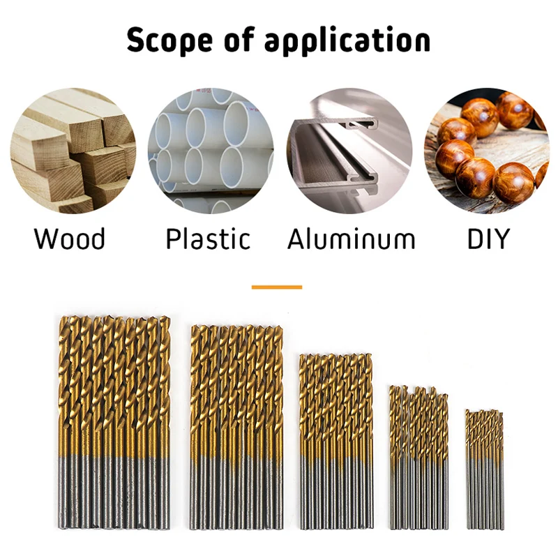 Круглая ручка HSS сверла деревообрабатывающие набор инструментов(50 шт Золото и 50 шт серебро) 100 шт 1/1. 5/2/2,5/3 мм без дела
