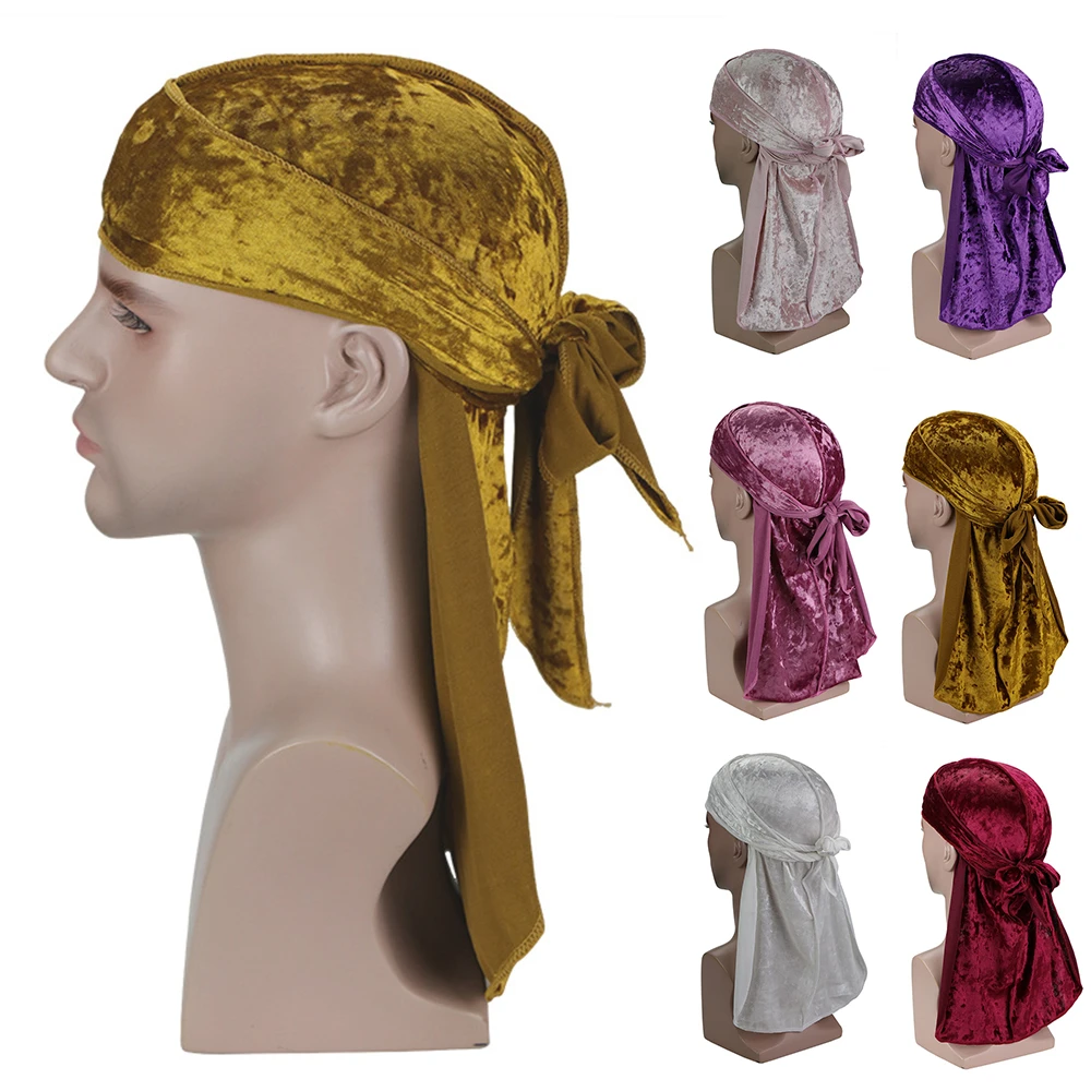 Мужская шапка тюрбан Helisopus Durag модная бархатная дышащая однотонная Шапка унисекс