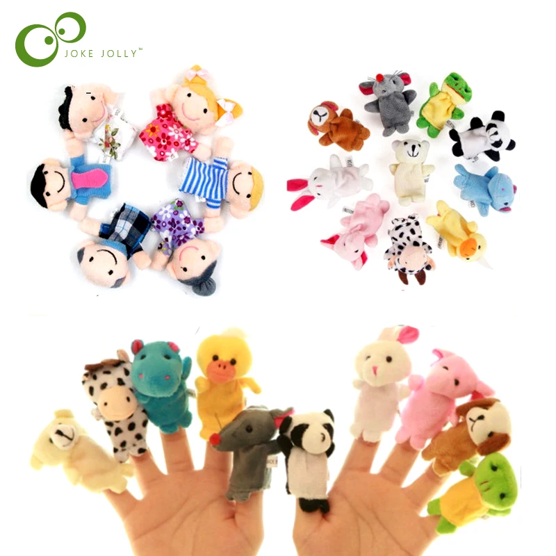 Toys Doll Plush-Toy Story-Props Finger-Puppets Animals Tell Baby Family Kids Gift 10pcs