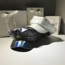 Японская Яркая кожаная искусственная лакированная кожа берет шляпа женская осенняя и зимняя Корейская дикая Повседневная плоская шляпа NS1658