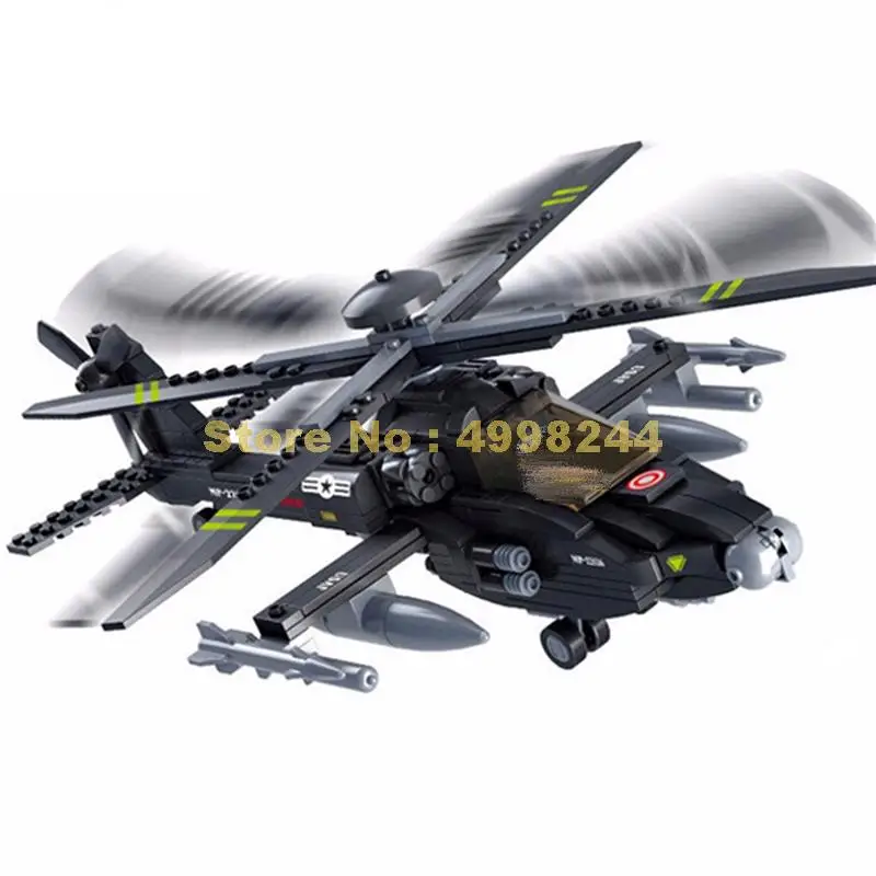 

sluban 0511 293pcs military apache combat aircraft helicopter building block 1 figure Bricks Toy