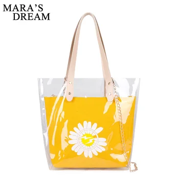 

Mara's Dream 2020 New Summer Small Daisy Combination Bag Student Girl Zipper Transparent Jelly Bag Shoulder Portable Crossbody B
