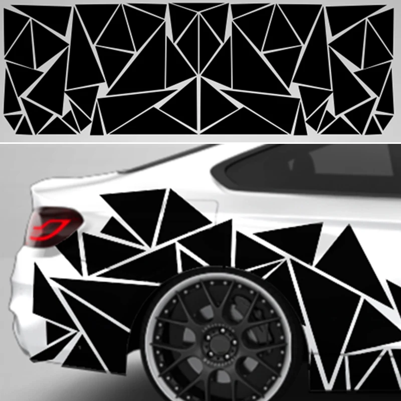 

200x60cm Matte Black Car SUV Truck Decoration Stickers Triangle Vinyl Decal Car Styling Accessories High Quality Car Stickers