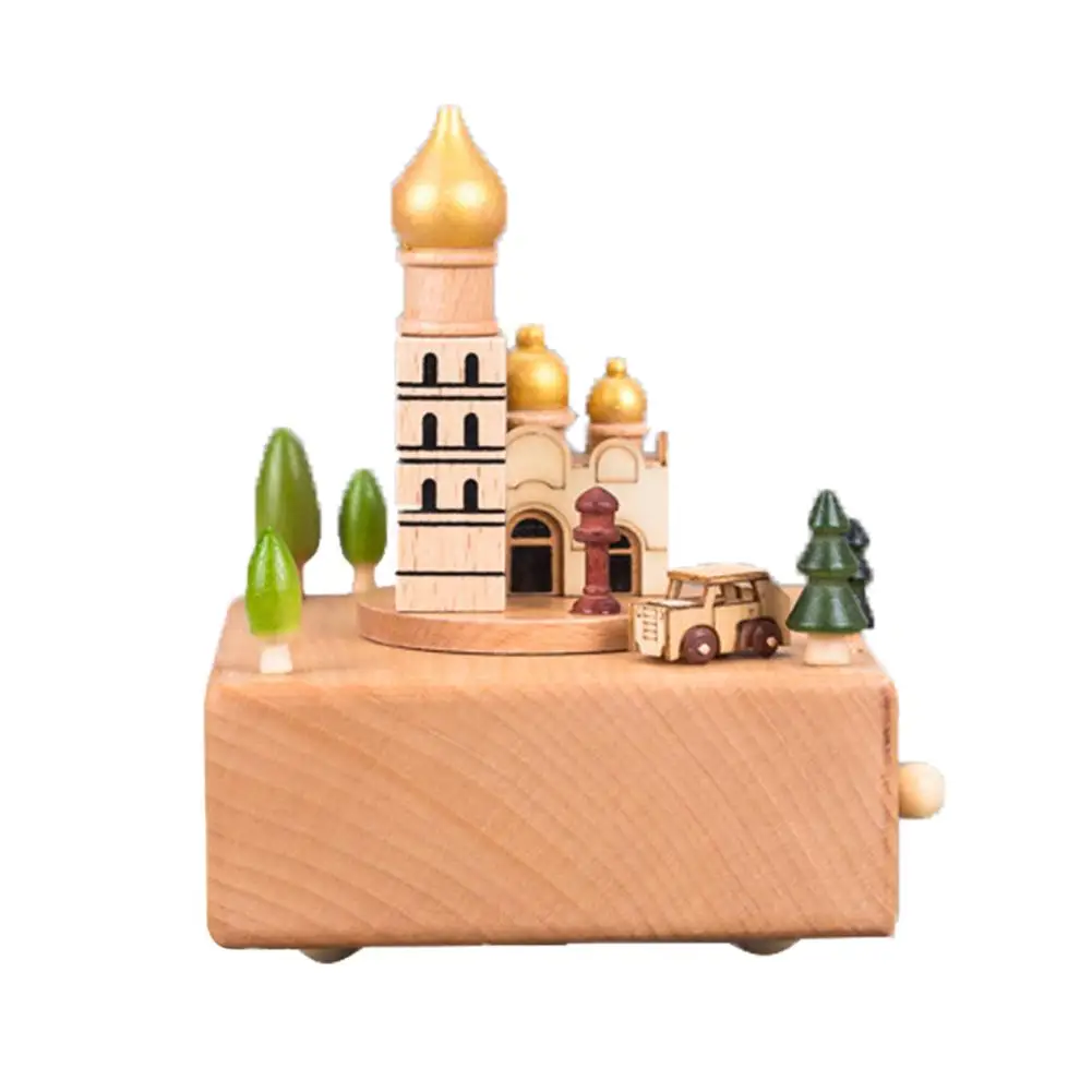 Music Box Innovative Solid Wooden Rotating Crafts Valentine's Day Gift Home Ornaments Decor - Цвет: Черный