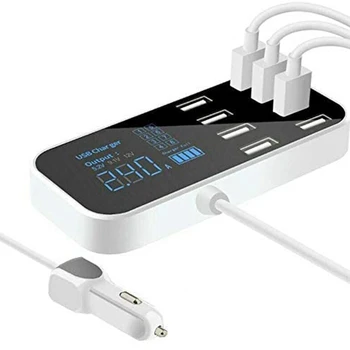

A9S Fast Car Charger 8 Port Multi USB LCD Display Phone Charger 12V Battery Charger USB Hub for Phone Tablets GPS DVR