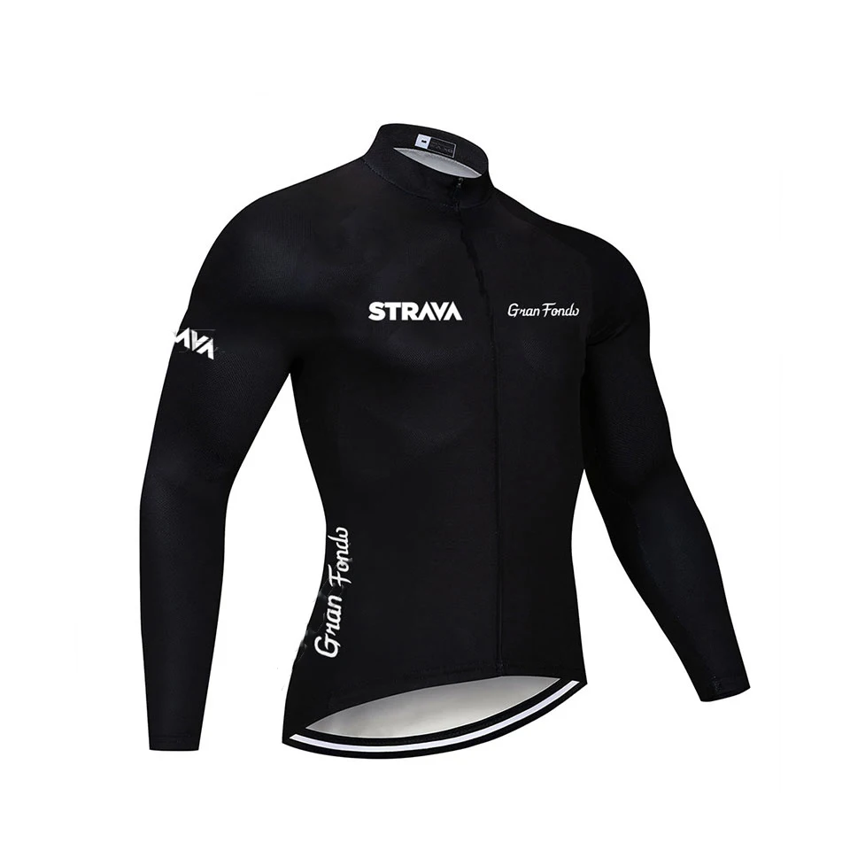 STRAVA велосипедные майки Ropa Maillot Ciclismo с длинным рукавом на осень и зиму, одежда для велоспорта, Воздухопроницаемый комбинезон, комплект со штанами - Цвет: Cycling Jersey