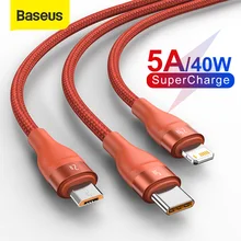 Baseus 3 in 1 USB Typ C Kabel für Xiaomi Samsung 5A Schnelle Lade Datenkabel für iPhone 11 Pro telefon Ladegerät Micro USB C Kabel