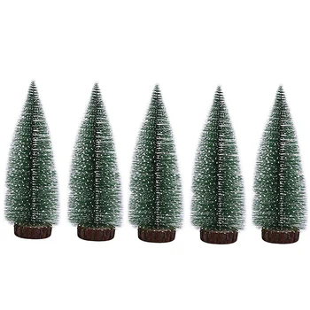 

Hot 5PCS 30cm Mini Snow Pine Needle Tree Bauble Crafts Noel Tree Ornaments Wooden Christmas Decorations for Home