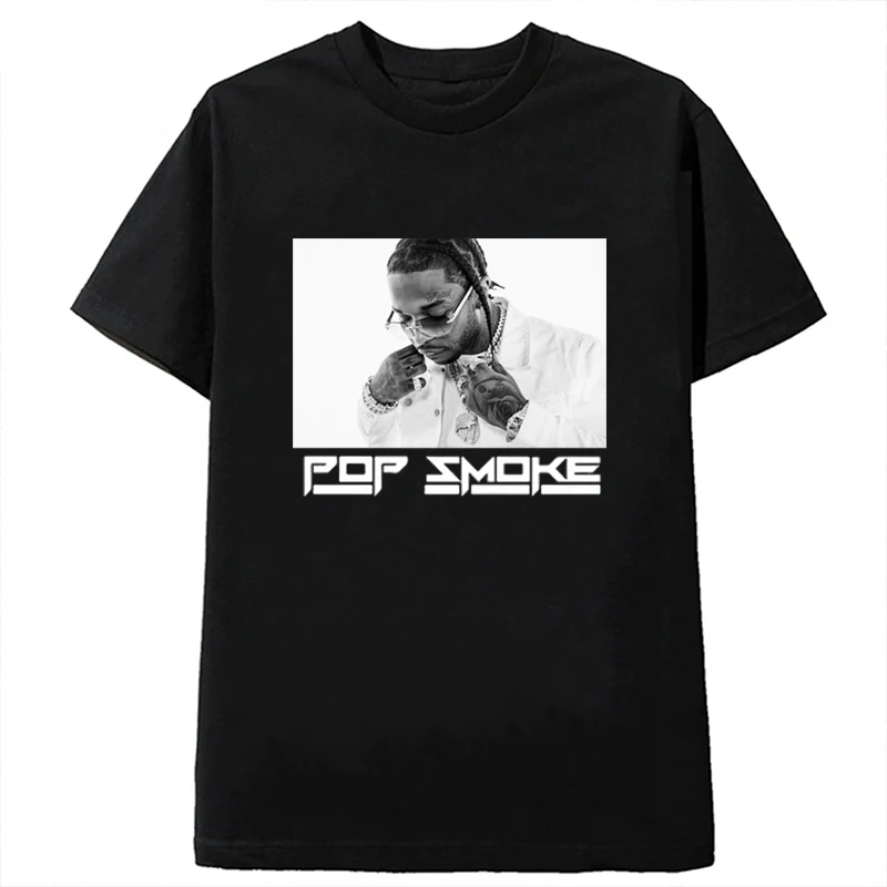 Pop Smoke Fashion Black Tee Hip Hop 