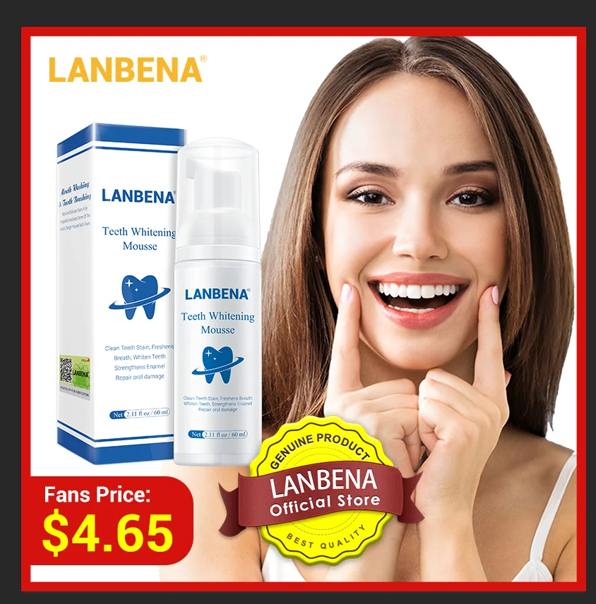 

LANBENA Teeth Whitening Mousse Toothpaste Dental Oral Hygiene Remove Stains Plaque Teeth Cleaning Tooth White Tool New Version
