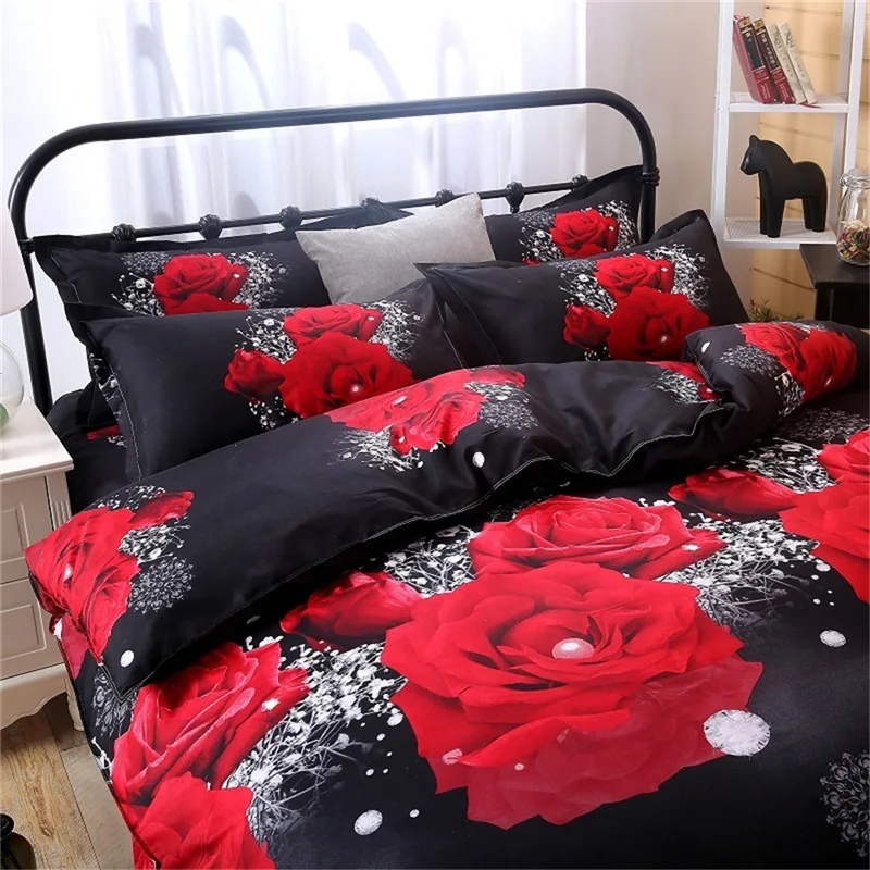 Комплект постельного белья с рисунком красной розы, детский пододеяльник, наволочка для мальчиков и девочек, 1,2 м, 1,5 м, 2,0 м